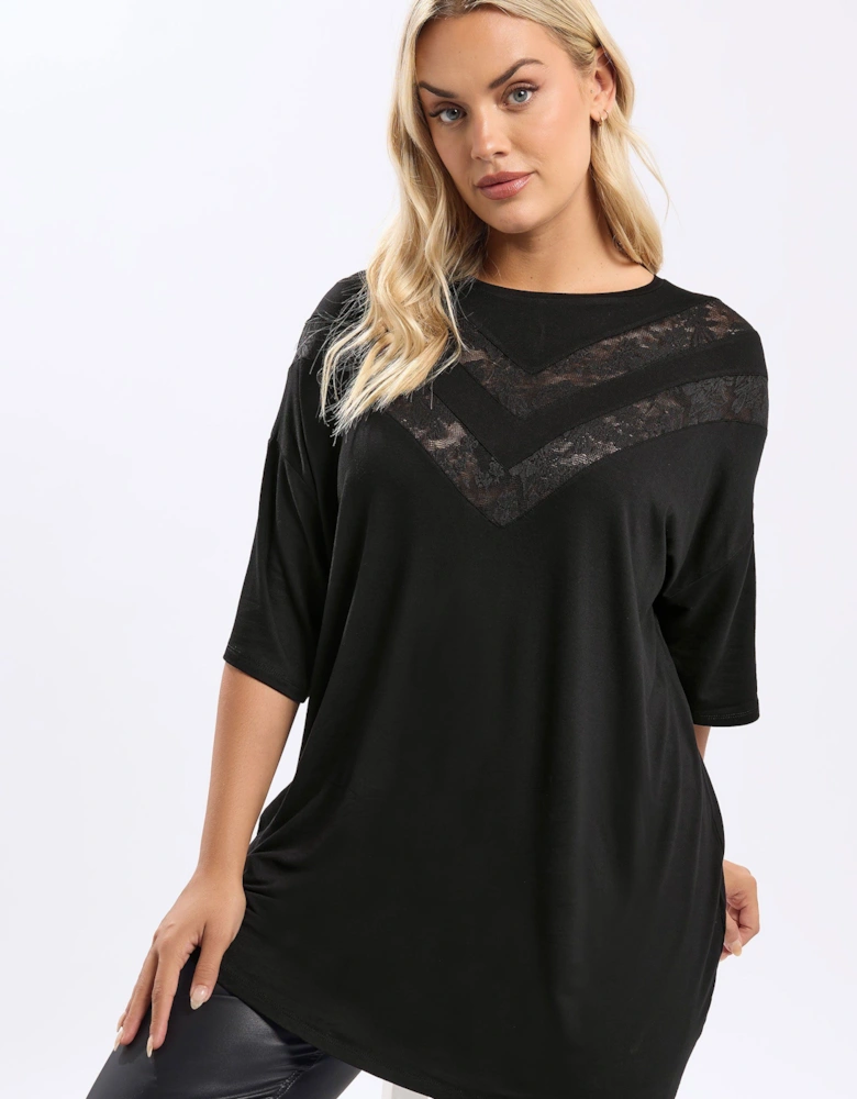 Chevron Lace Insert T-Shirt