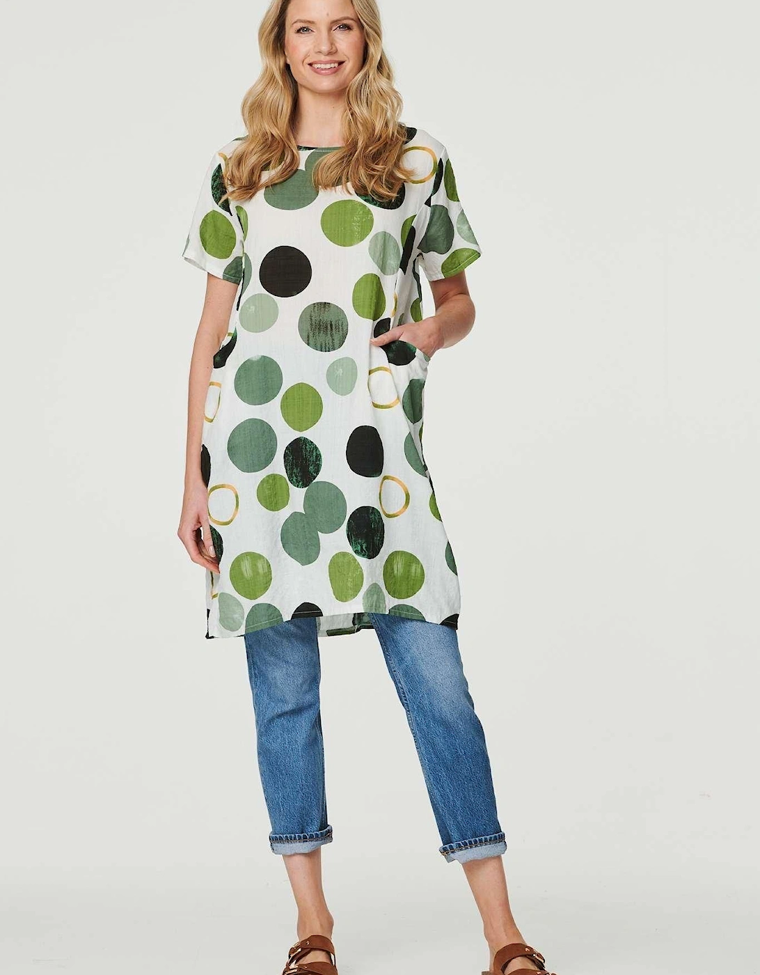 Polka Dot Relaxed Tunic Dress, 2 of 1
