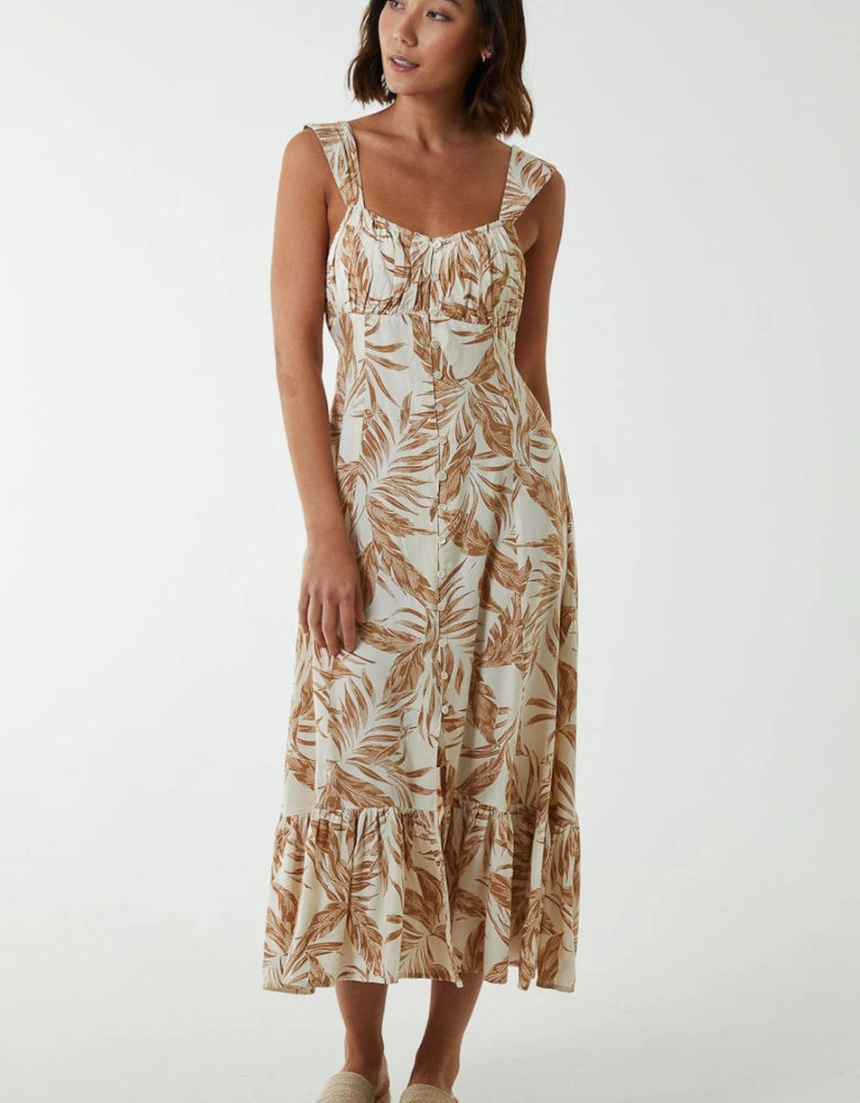 Tropical Print Button Front Dress