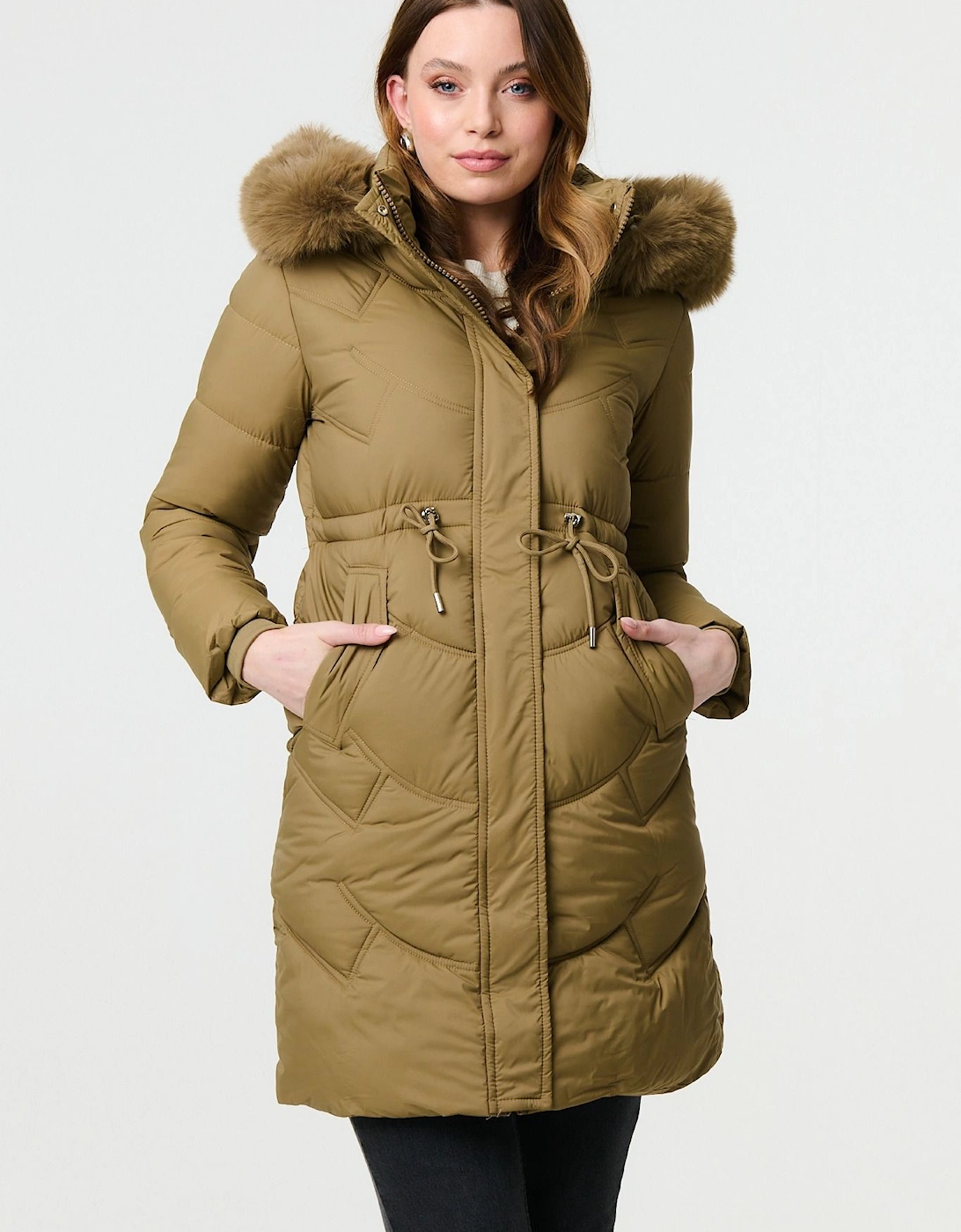Faux Fur Hood Longline Puffer Jacket, 2 of 1
