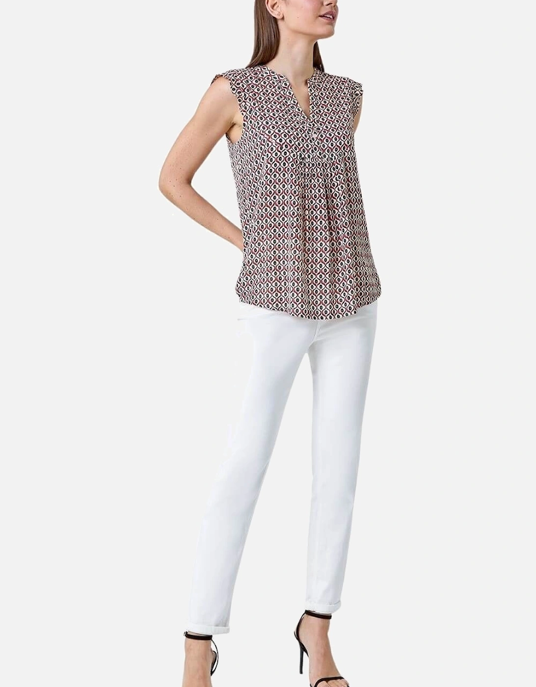 Geometric Print Frill Blouse, 2 of 1