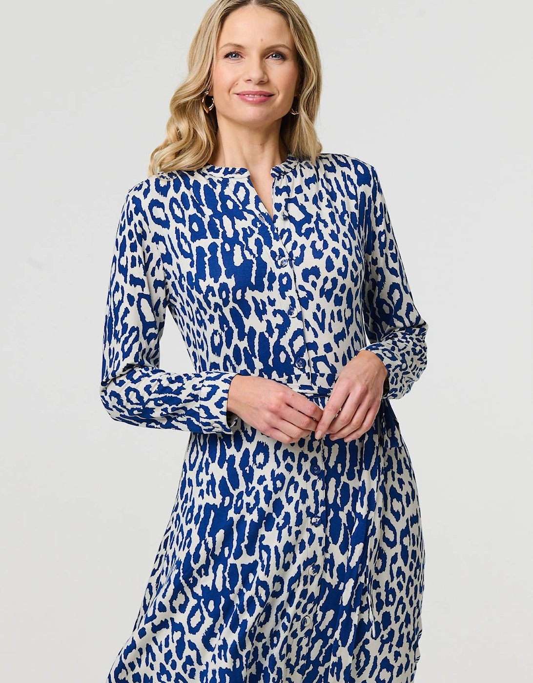 Animal Print Long Sleeve Short Shirt Dress, 2 of 1