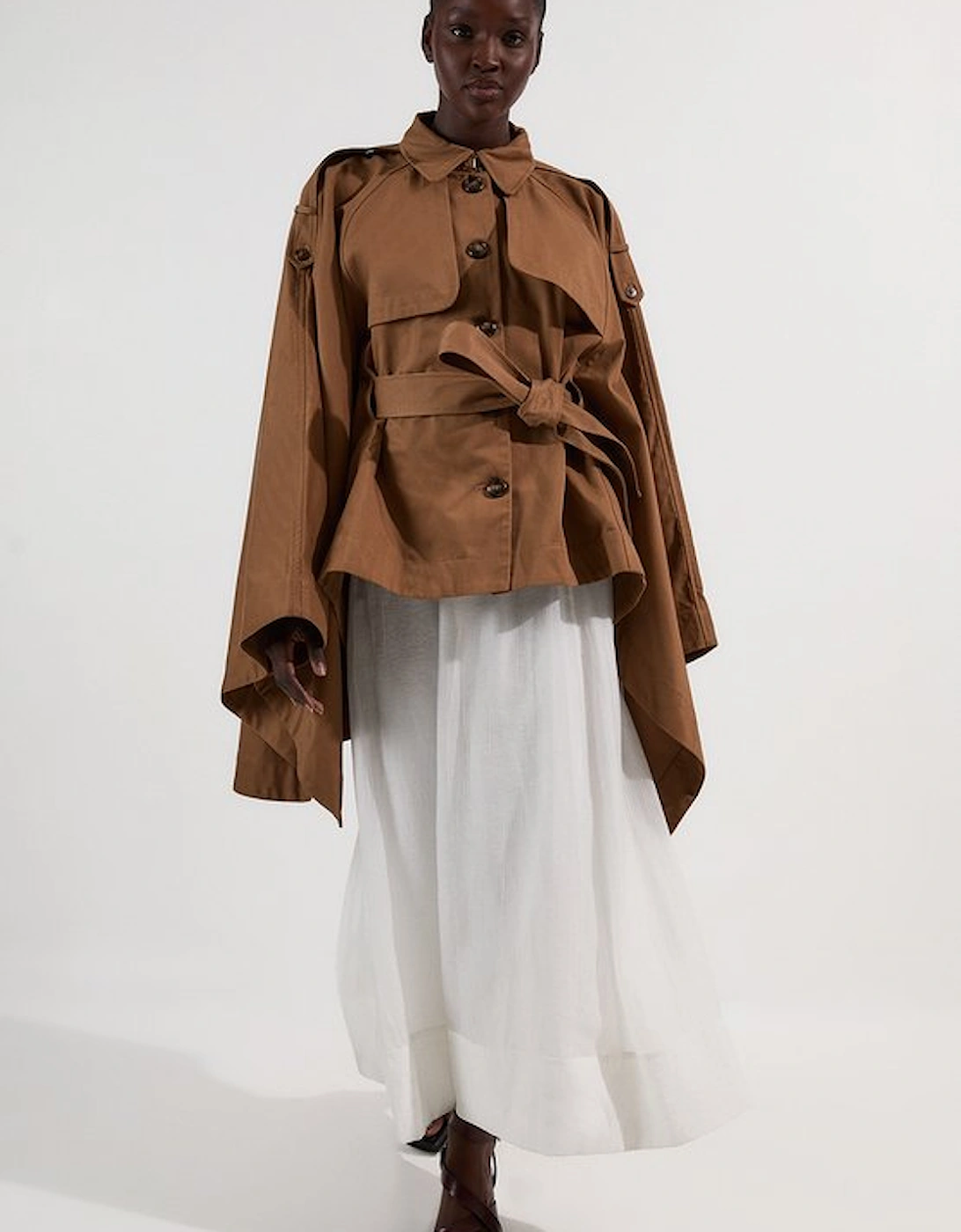 Cape Detail Trench Coat