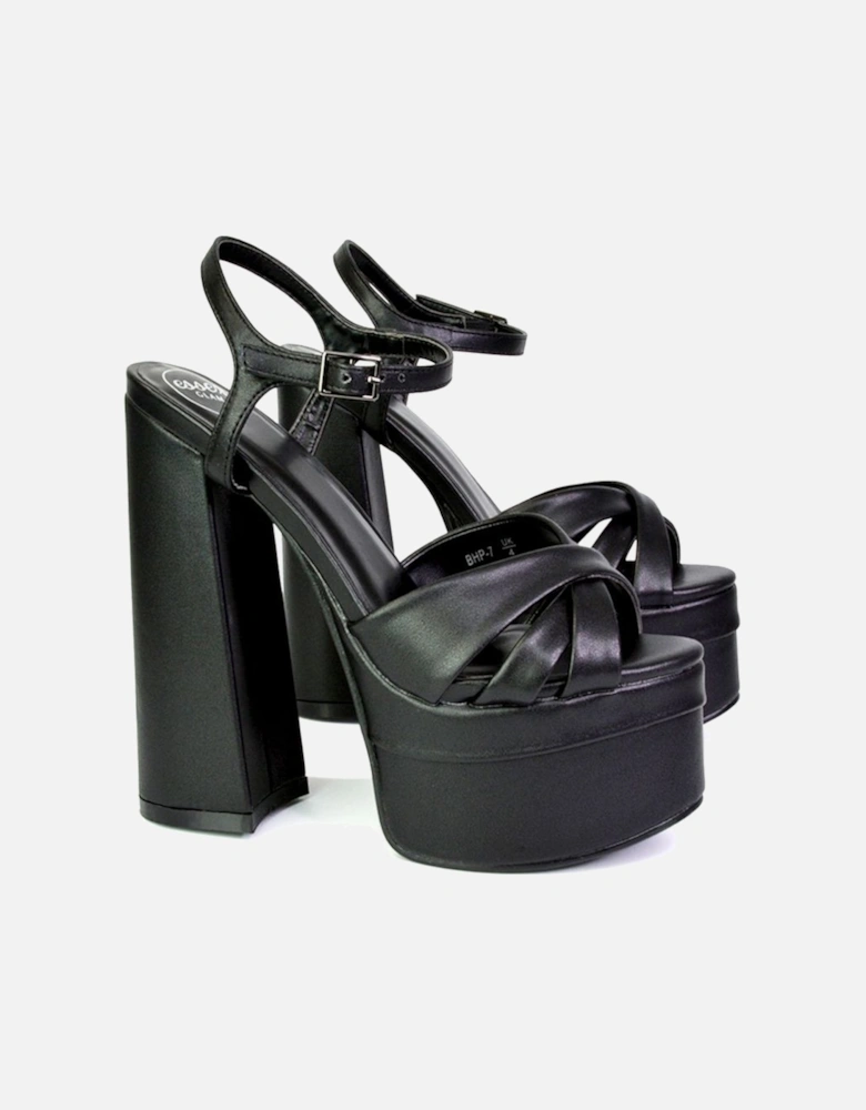 'Anya' Strappy Chunky Super High Block Heel Platform Shoes