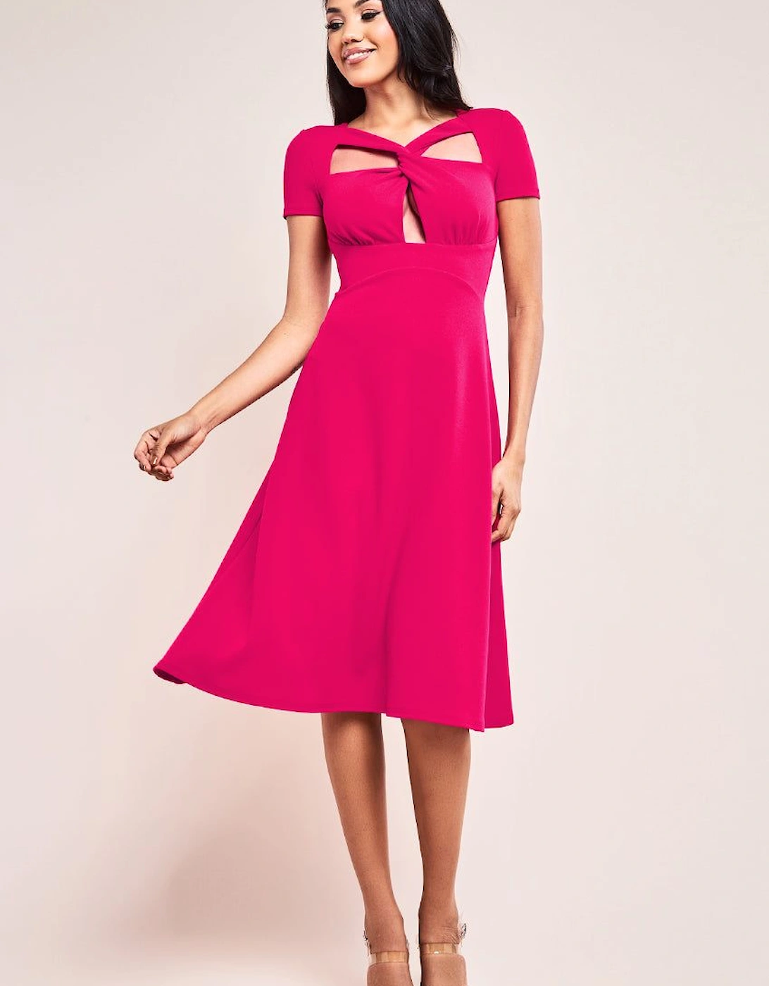 Scuba Crepe Twist Cutout Midi Dress, 2 of 1