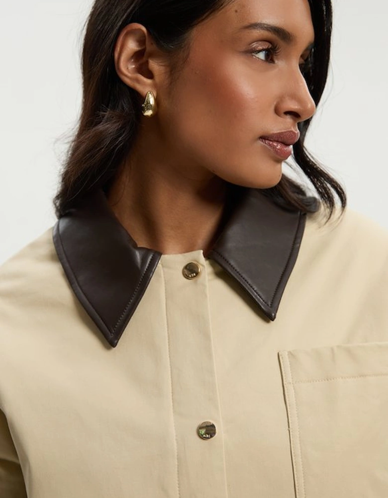 Quilted Contrast Collar Barn Jacket