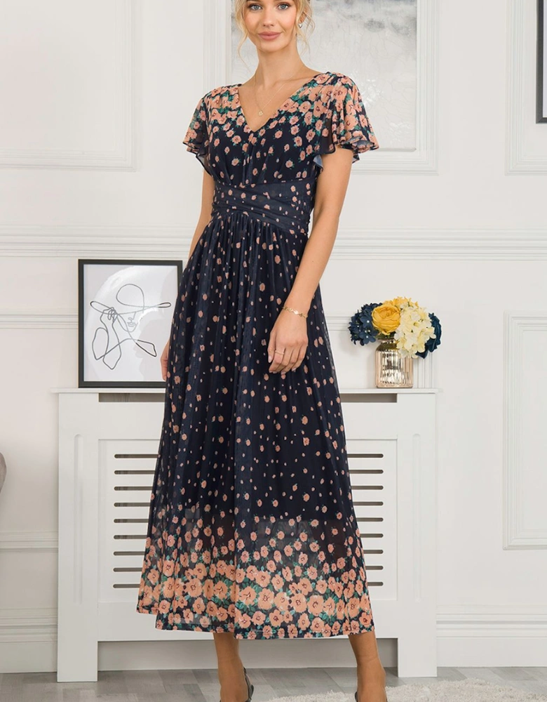 Mably Mirror Print Maxi Mesh Dress