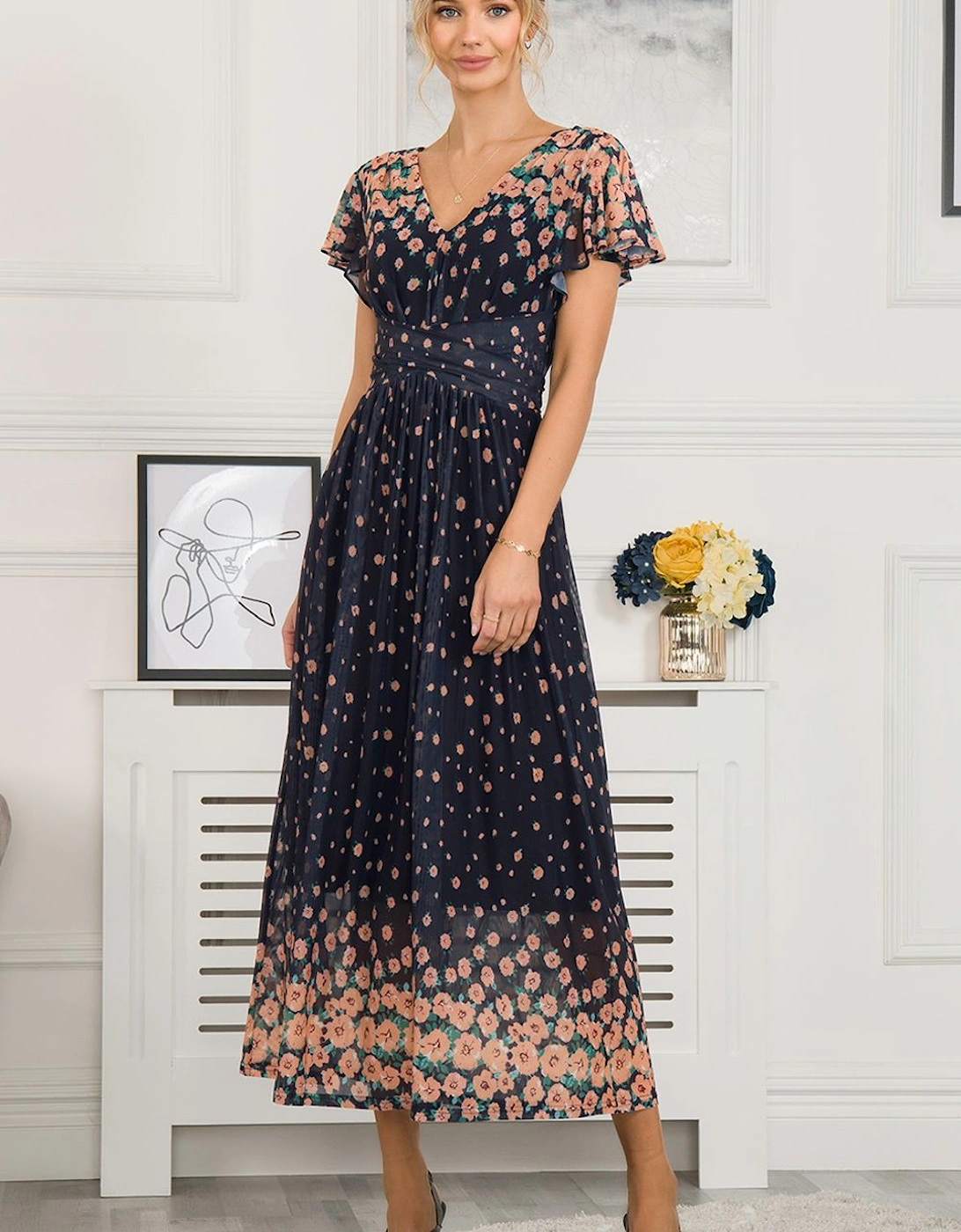 Mably Mirror Print Maxi Mesh Dress, 2 of 1