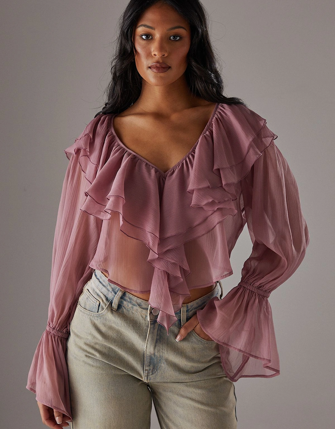 Chiffon Double Ruffle Boho Blouse, 2 of 1