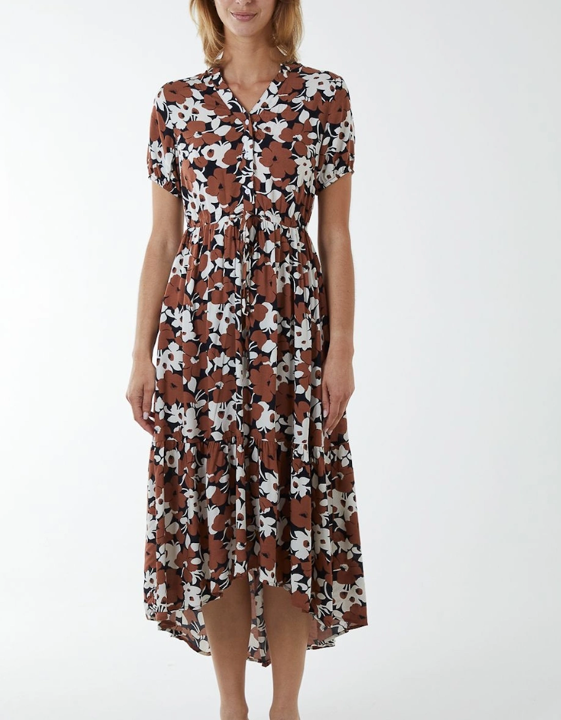 Asymmetric Hem Notch Collar Dress, 2 of 1