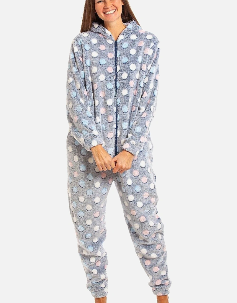 Multicoloured Spot Print Supersoft Hoooded Onesie