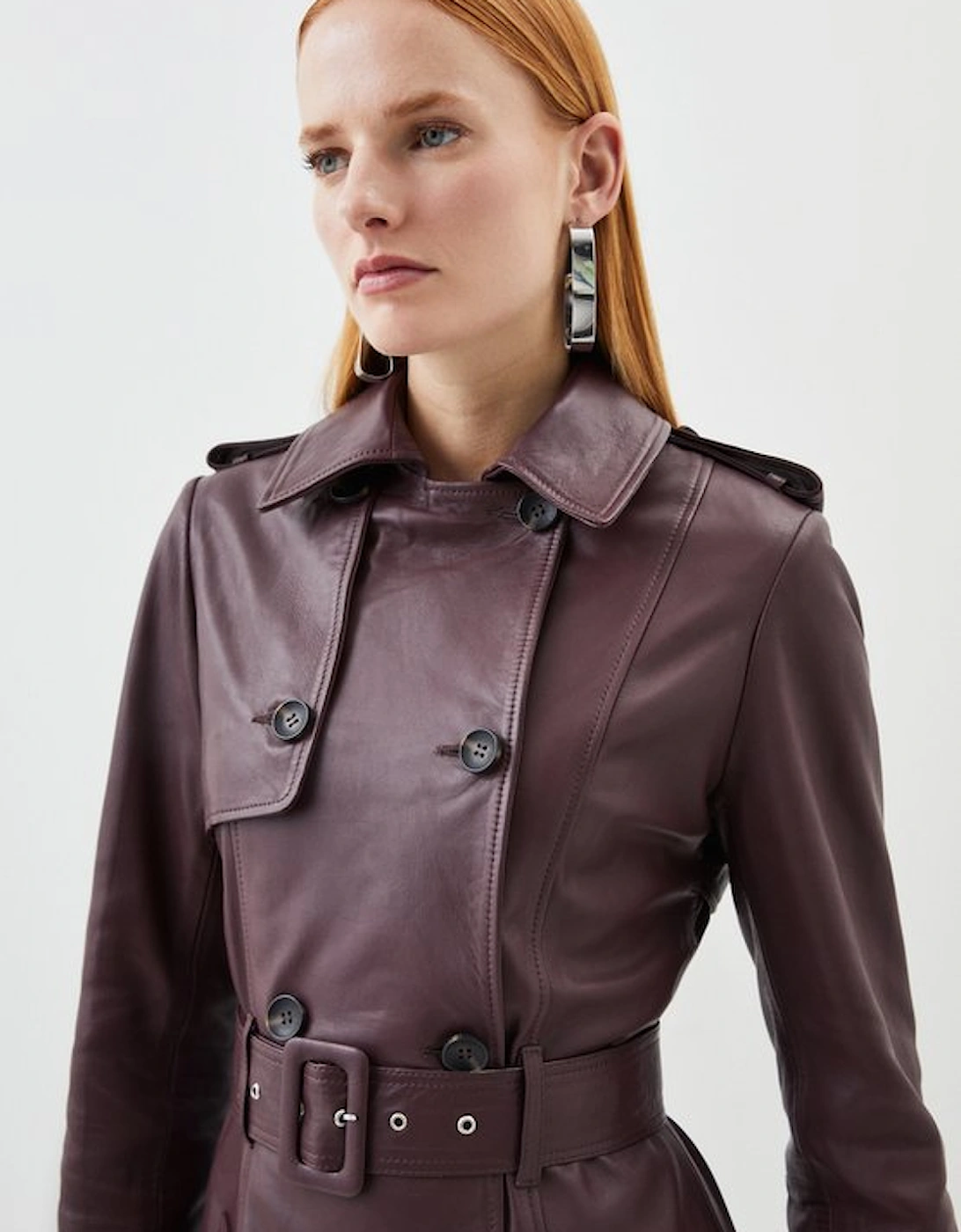 Leather Trench Belted Mac Midi Coat