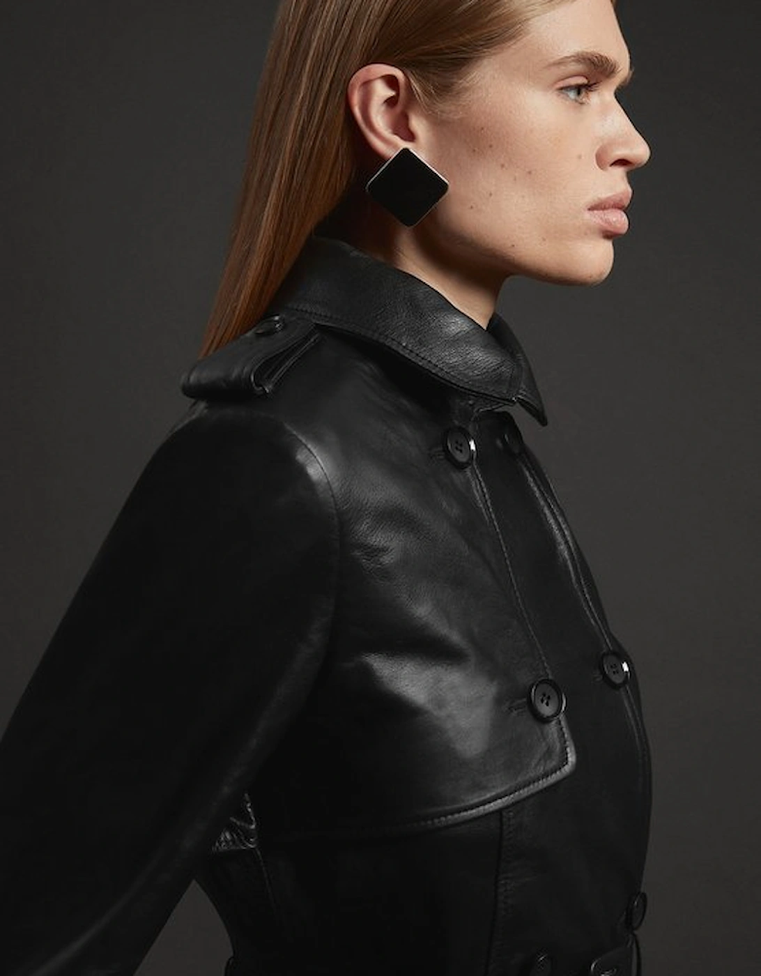 Leather Trench Belted Mac Midi Coat