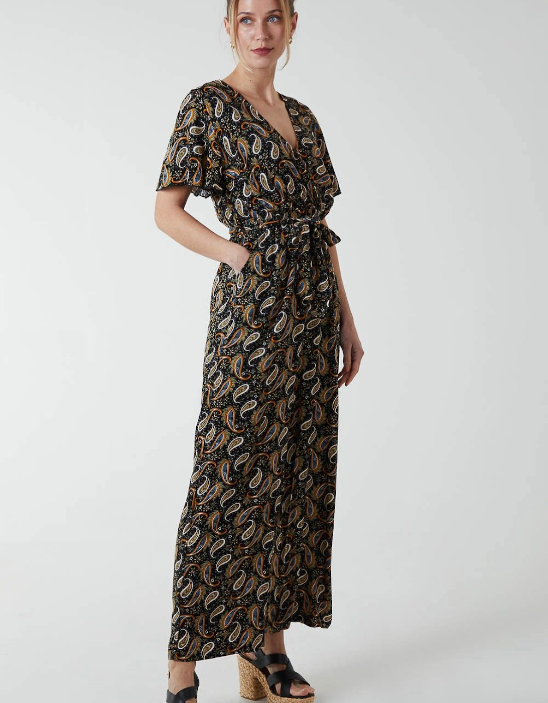 Paisley Floral Tie Waist Jumpsuit, 2 of 1