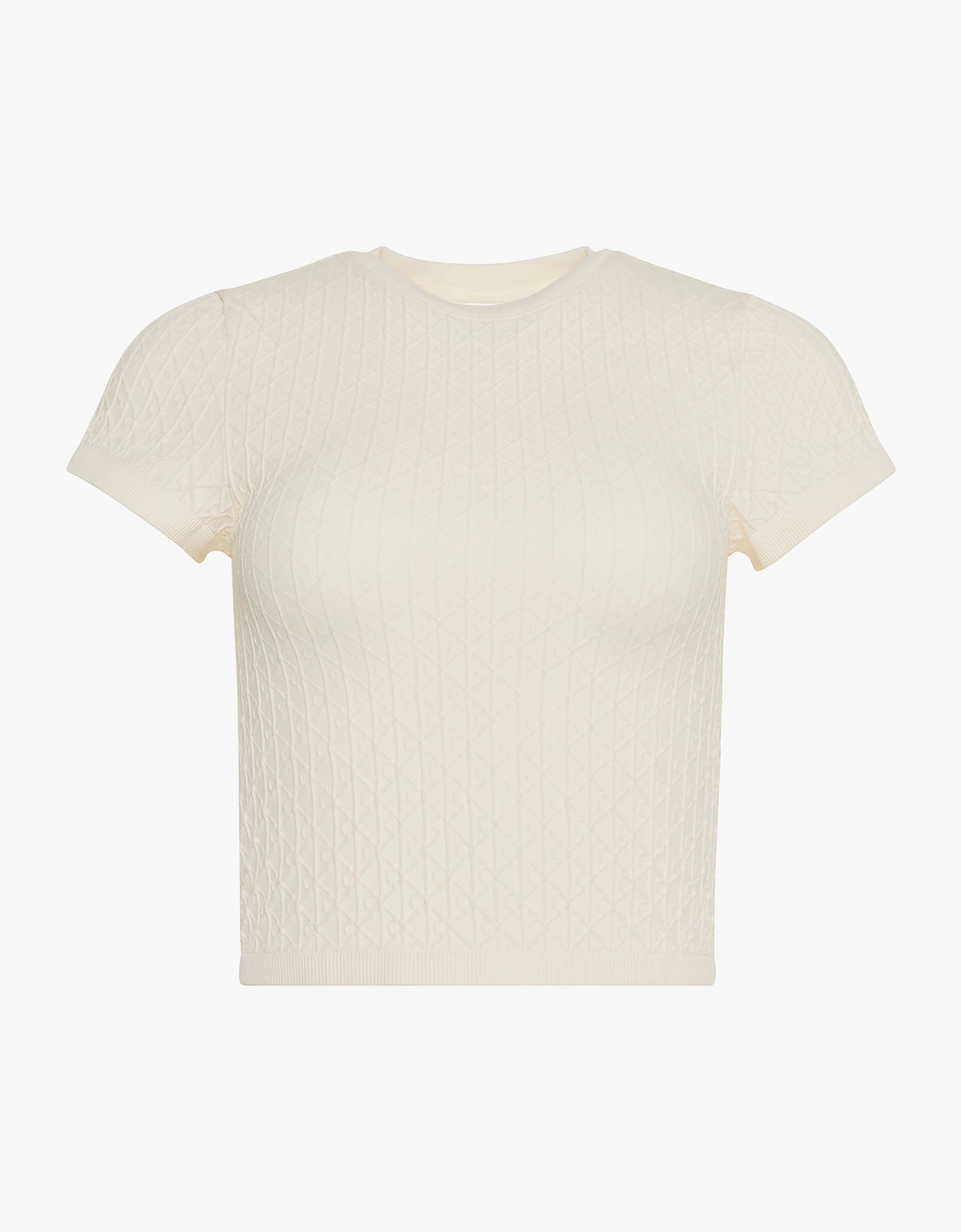 SEAMLESS TEE Womens Printed CK Knit T-Shirt Ivory, 6 of 5