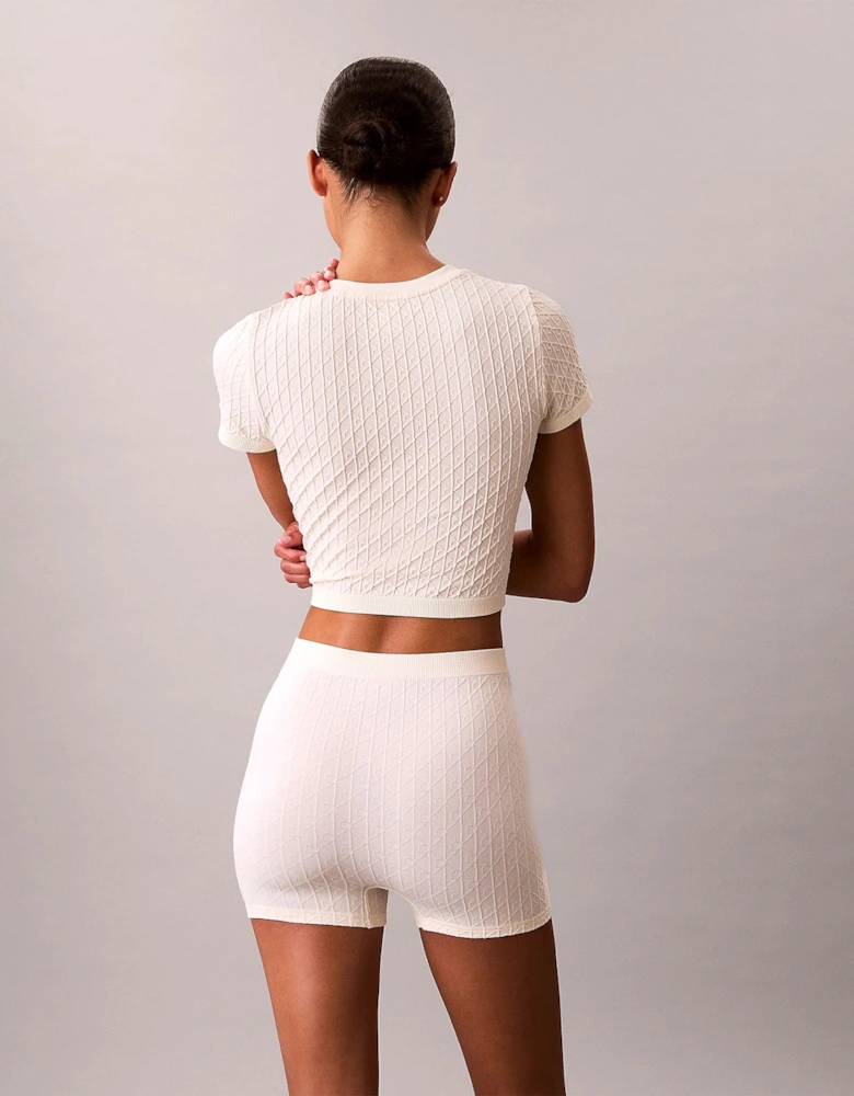 SEAMLESS TEE Womens Printed CK Knit T-Shirt Ivory