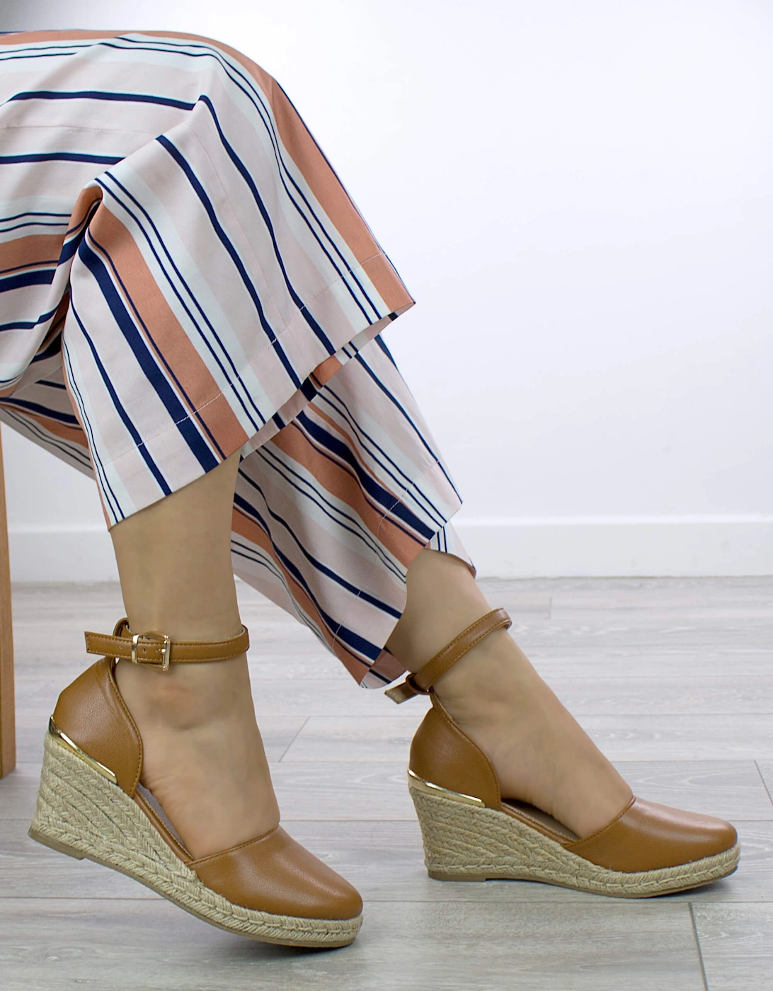Mid Wedge Heel Ankle Strap Platform Sandals  Espadrilles, 2 of 1