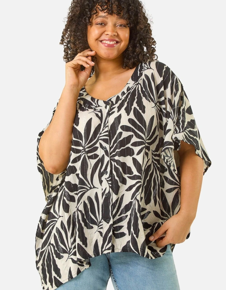 Curve Floral Asymmetric Blouse