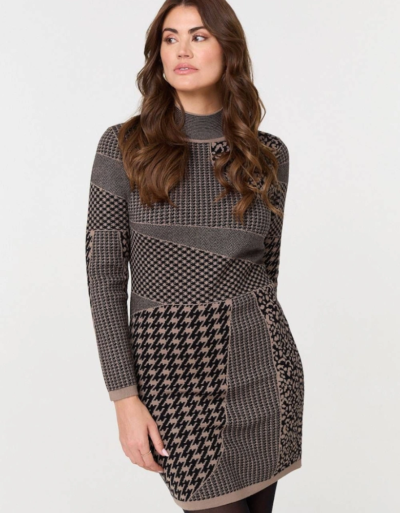 Printed High Neck Bodycon Mini Dress