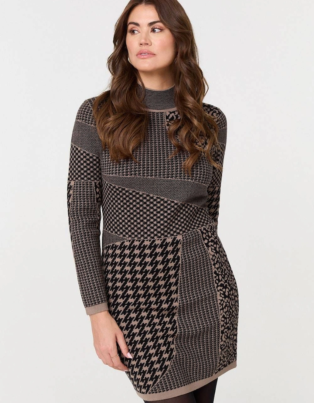 Printed High Neck Bodycon Mini Dress, 2 of 1