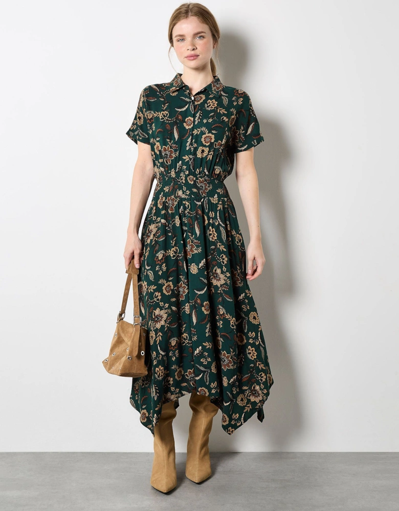 Sarasa Floral Shirt Midi Dress