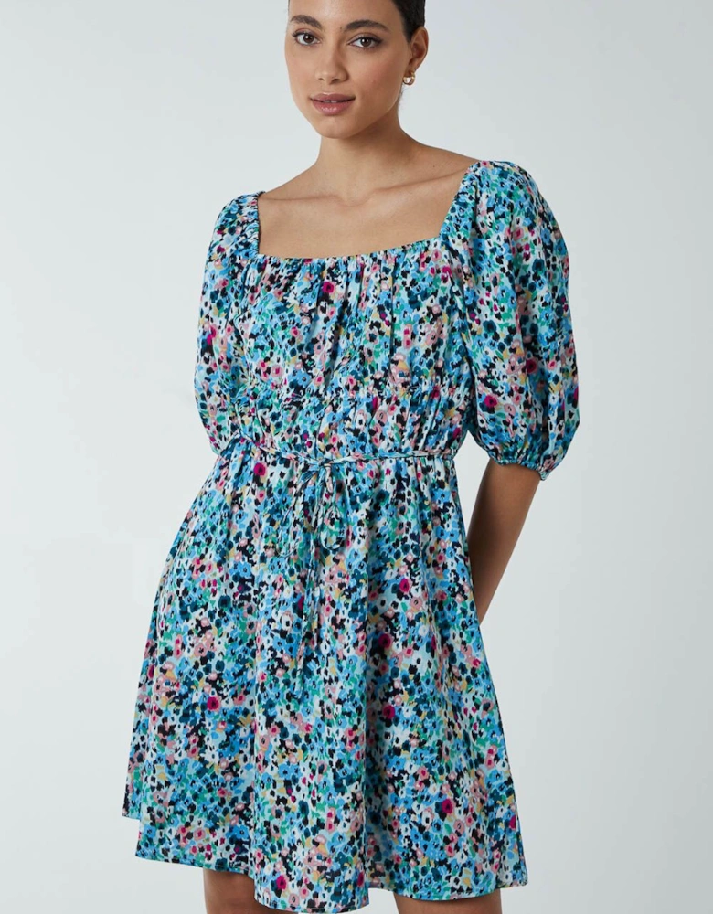 Milkmaid Square Neck Puff Sleeve Mini Dress