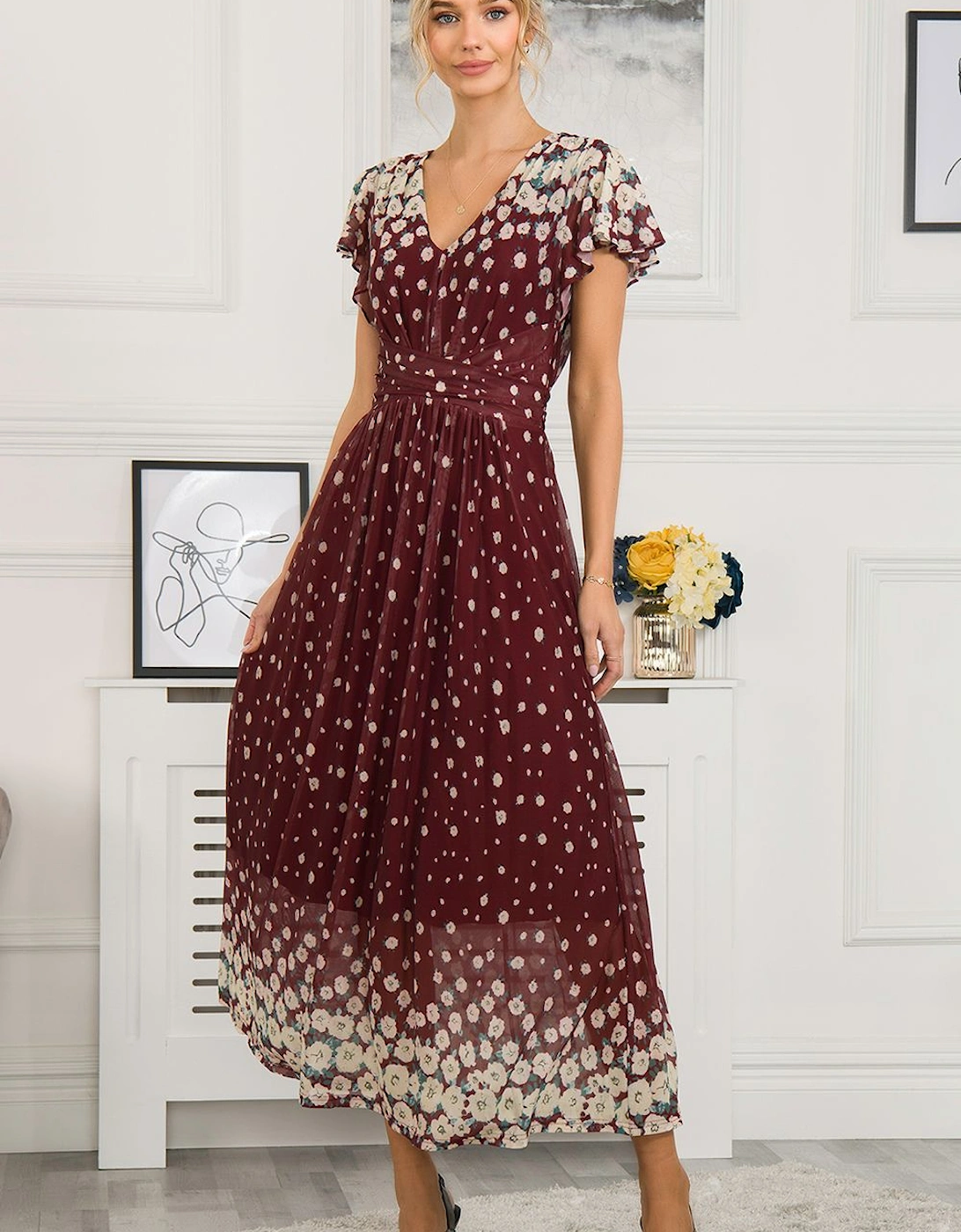 Mably Mirror Print Maxi Mesh Dress, 2 of 1