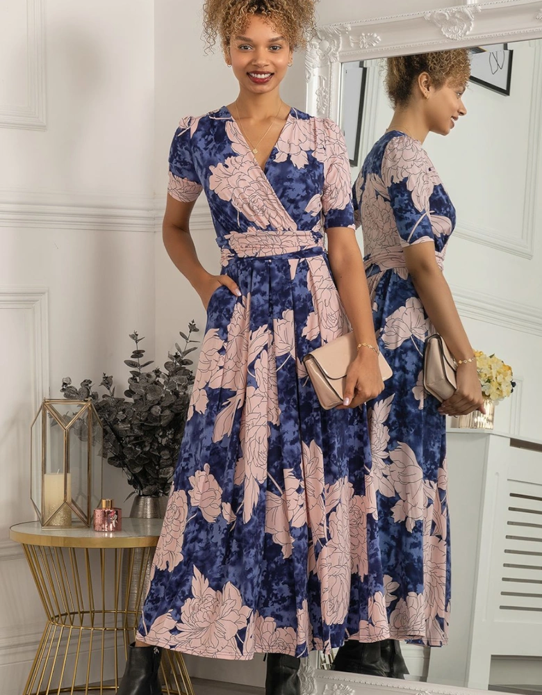 Evita Floral Print Maxi Jersey Dress