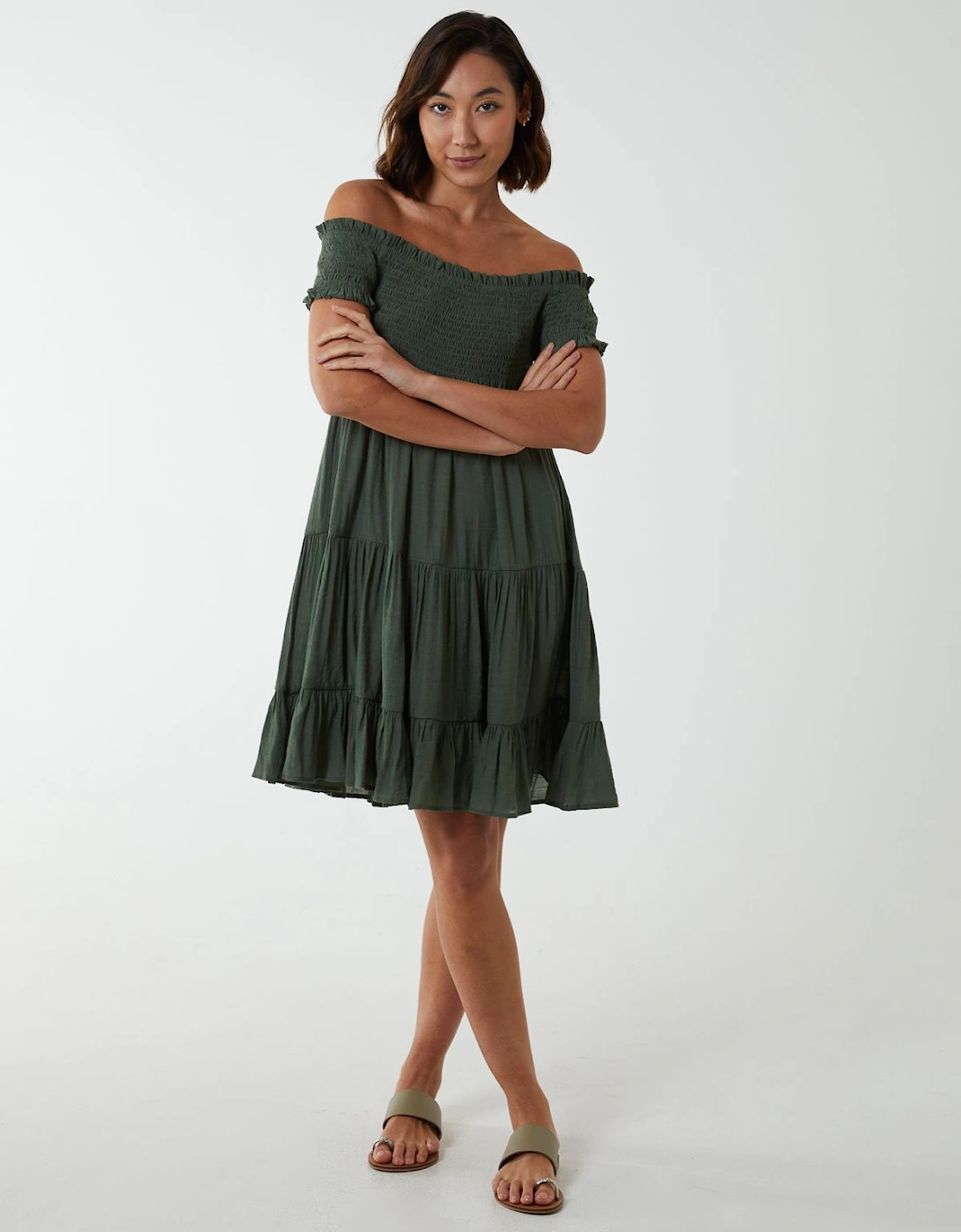 Shirred Neck Line Floaty Dress, 2 of 1