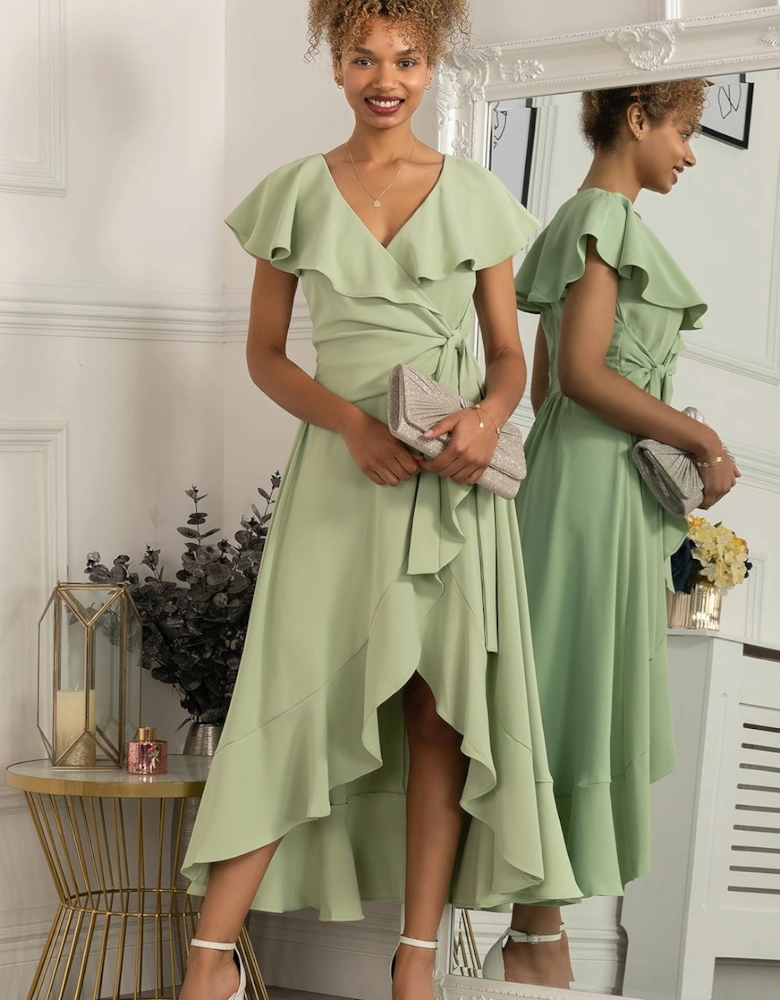 Racele Ruffle Plunging Maxi Dress