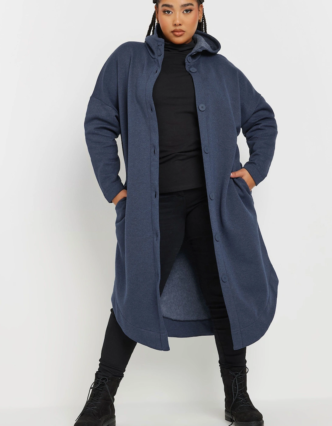 Buttoned Through Hooded Maxi Jacket, 2 of 1