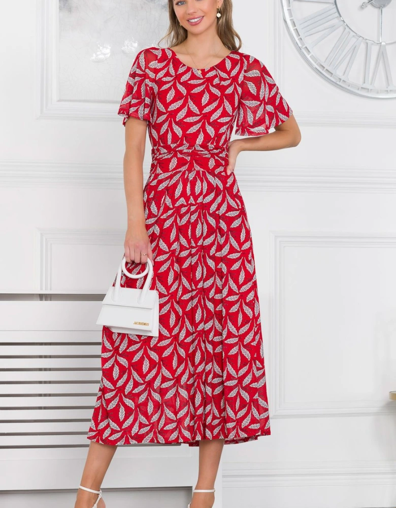 Raylina Leaf Print Mesh Maxi Dress