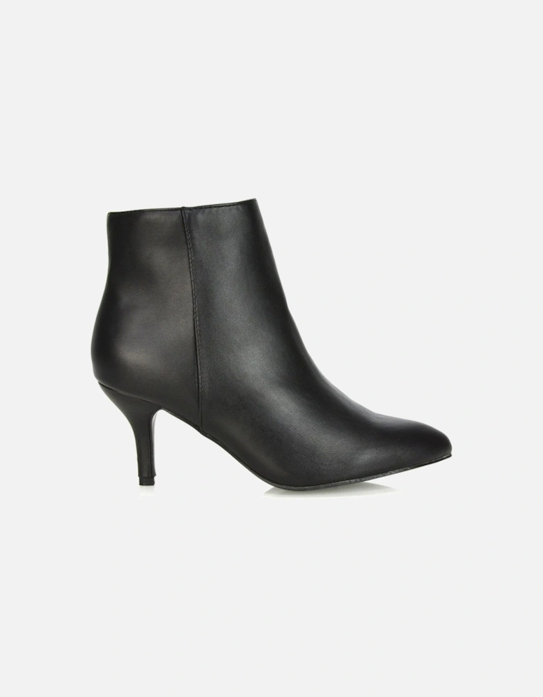 'Anastsia' Low Mid Kitten High Heel Stiletto Zip-Up Ankle Boots