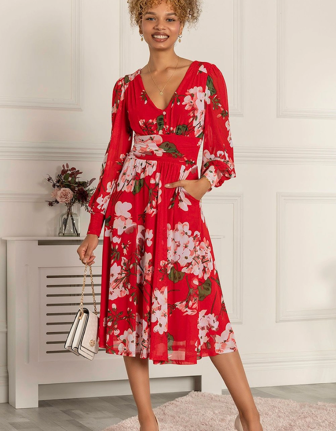 Renita Floral Print Mesh Dress, 2 of 1