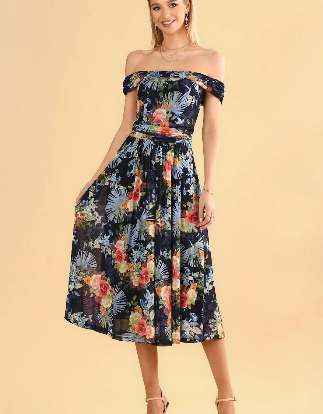 Rezka Off Shoulder Mesh Midi Dress, 2 of 1