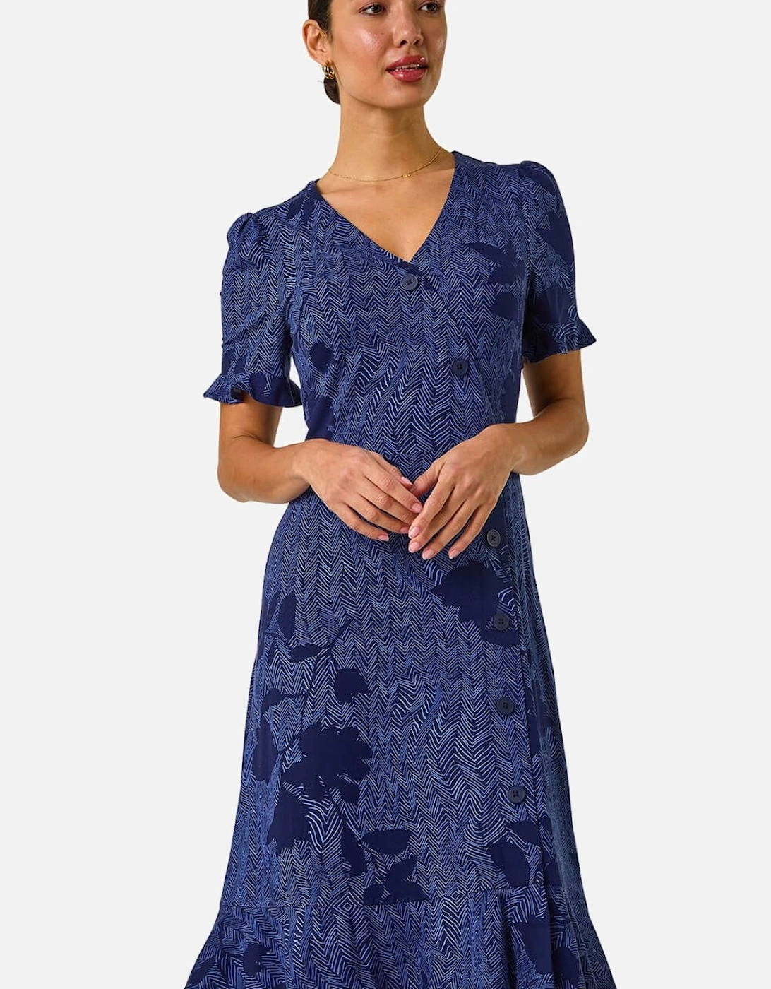 Floral Side Button Dress, 2 of 1