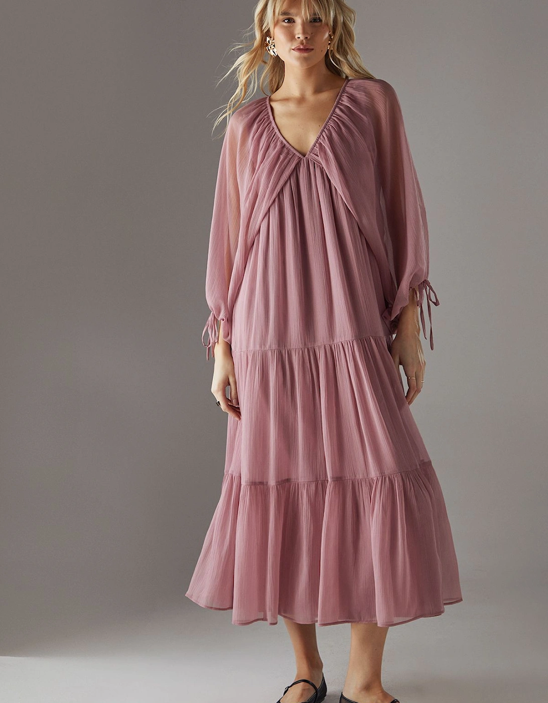 Chiffon Batwing Midi Dress, 2 of 1