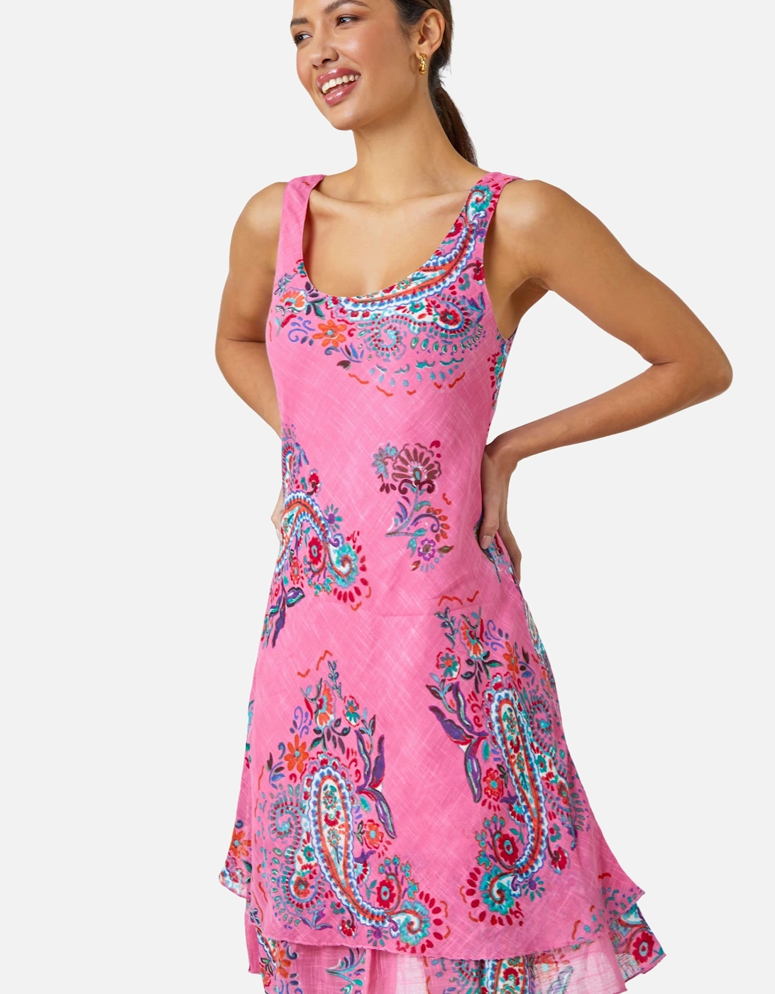 Paisley Print Cotton Layered Dress, 2 of 1