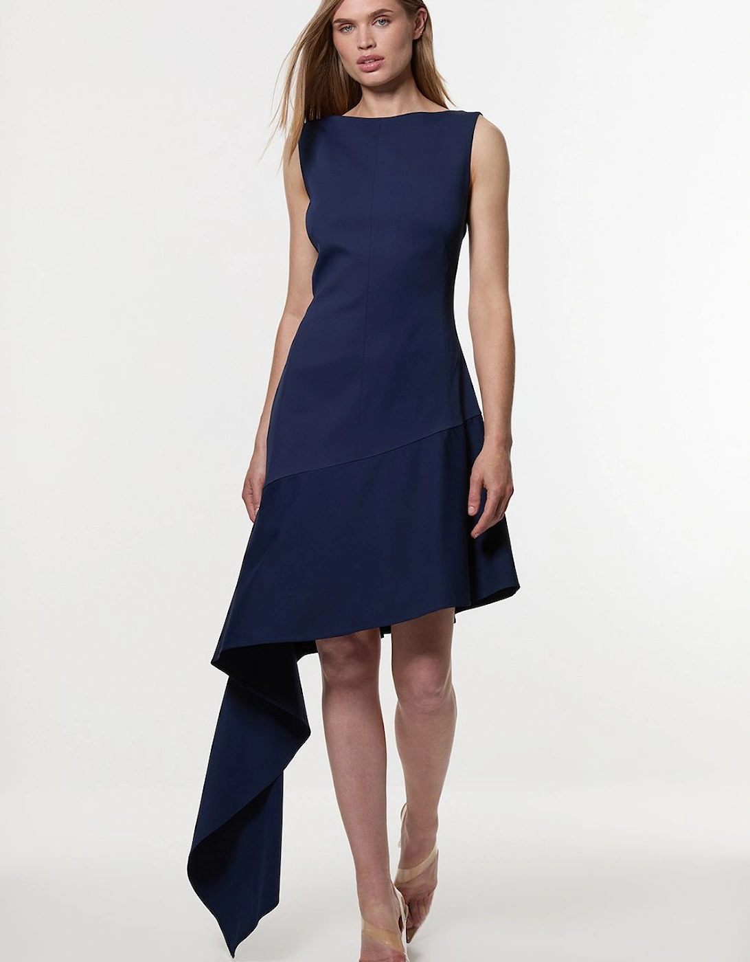 Digital Ophelia Polished Tailored Open Back Hem Detail Mini Dress, 2 of 1