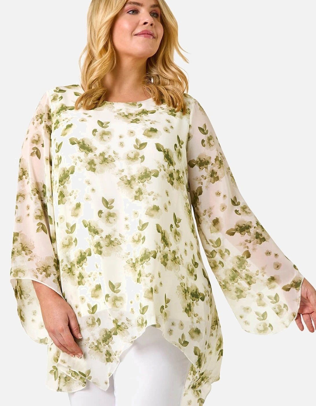 Curve Floral Print Overlay Top, 2 of 1