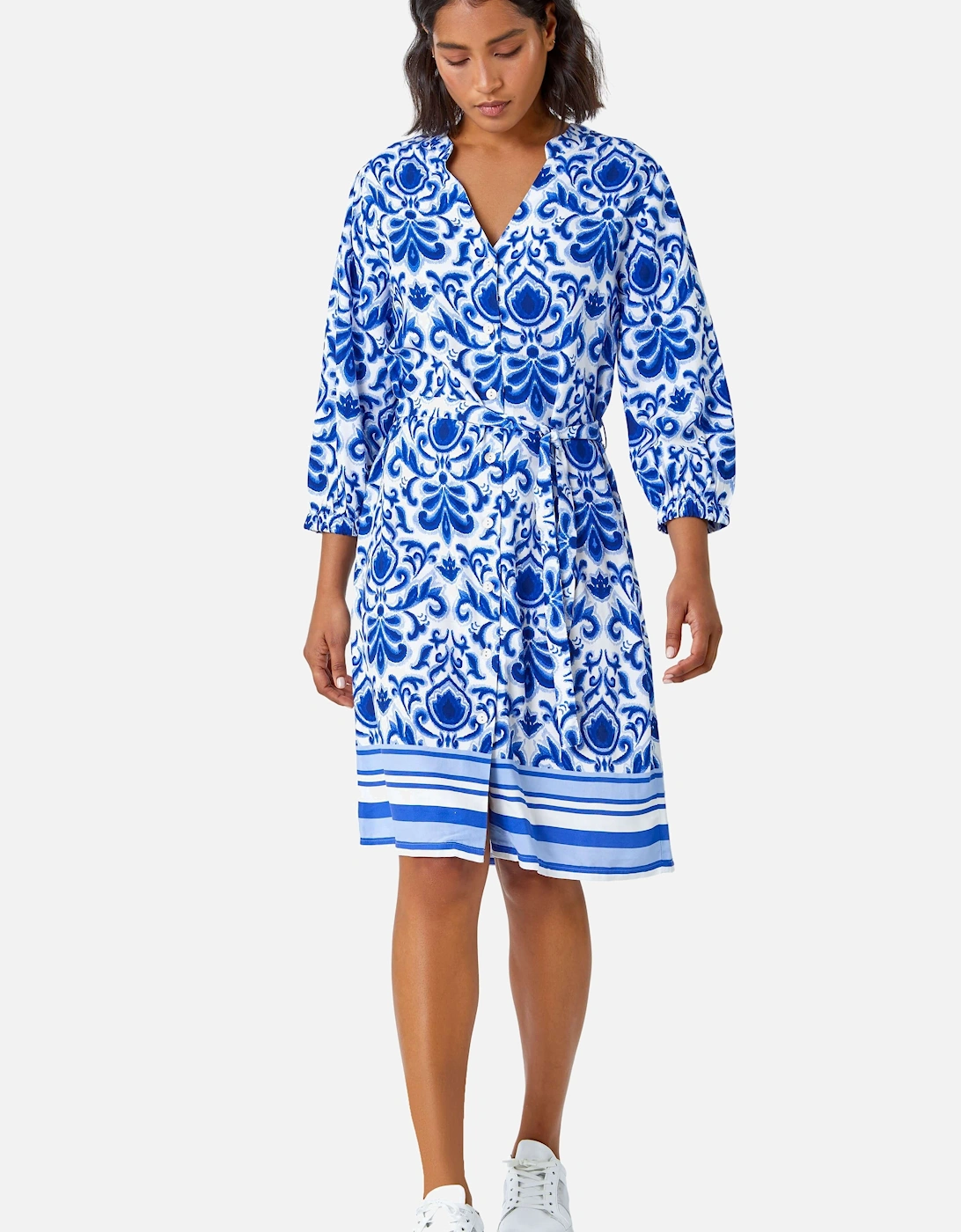 Abstract Border Print Shirt Dress, 2 of 1