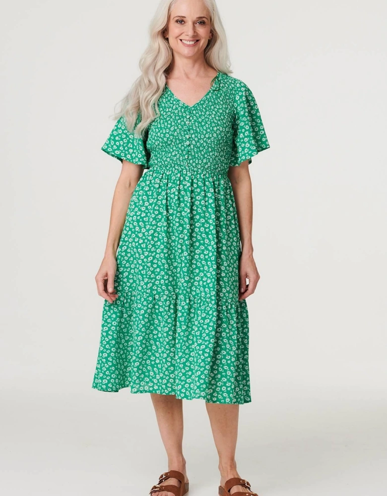 Ditsy Floral Midi Smock Dress