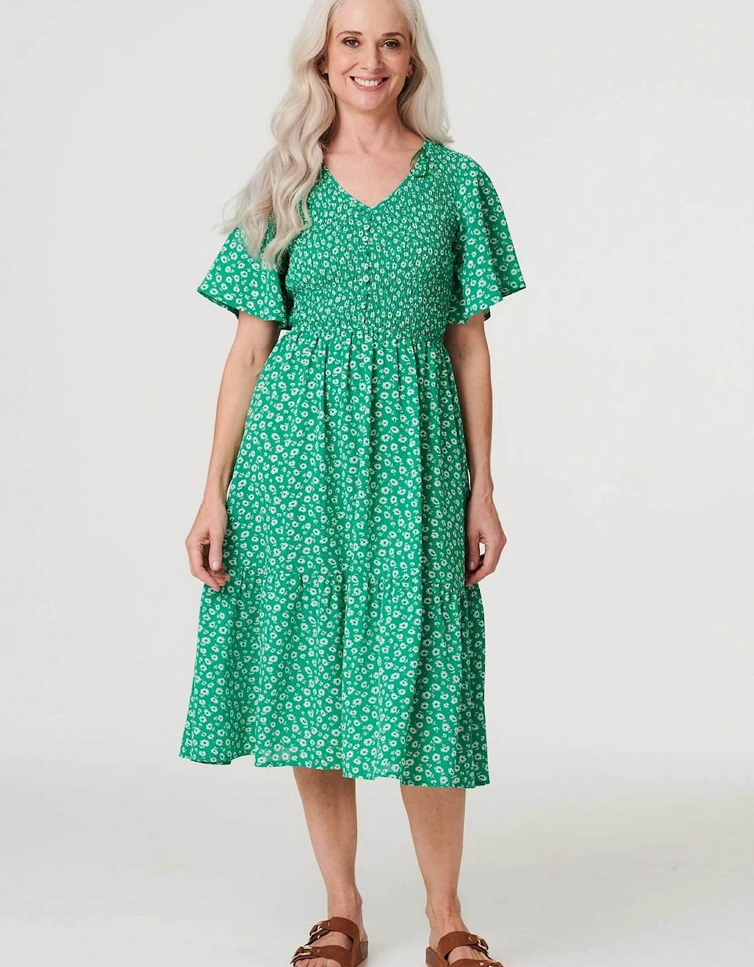 Ditsy Floral Midi Smock Dress, 2 of 1