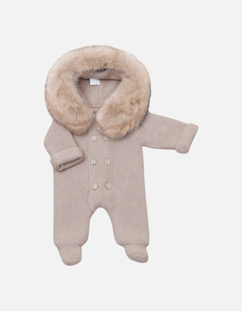 Sand Knit Faux Fur Pramsuit