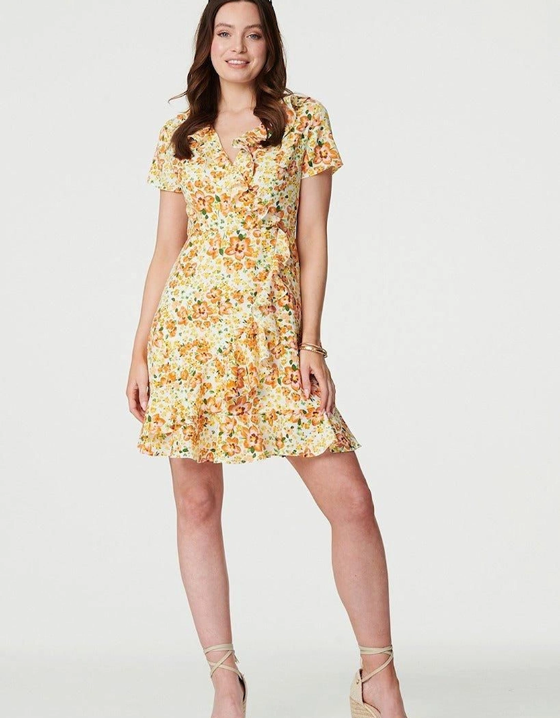 Floral Print Ruffle Wrap Dress, 2 of 1