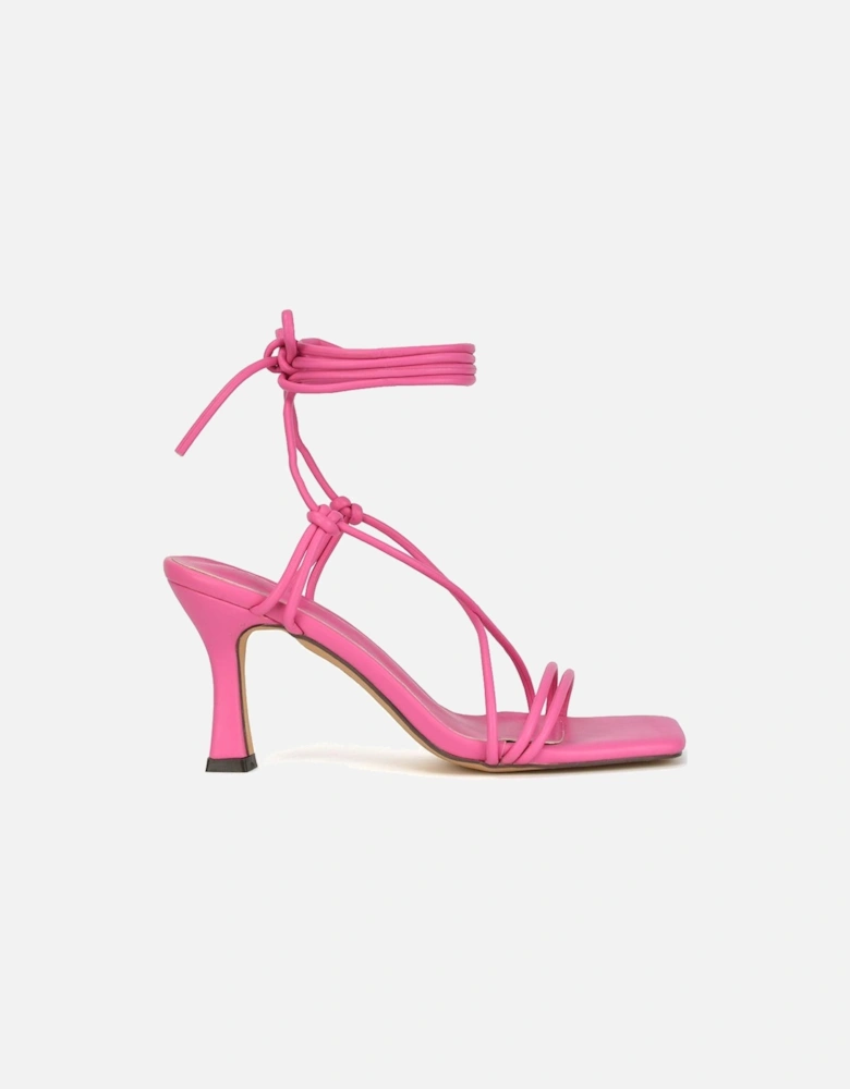 'Callie' Lace Up Square Toe Mid High Heel Sandals
