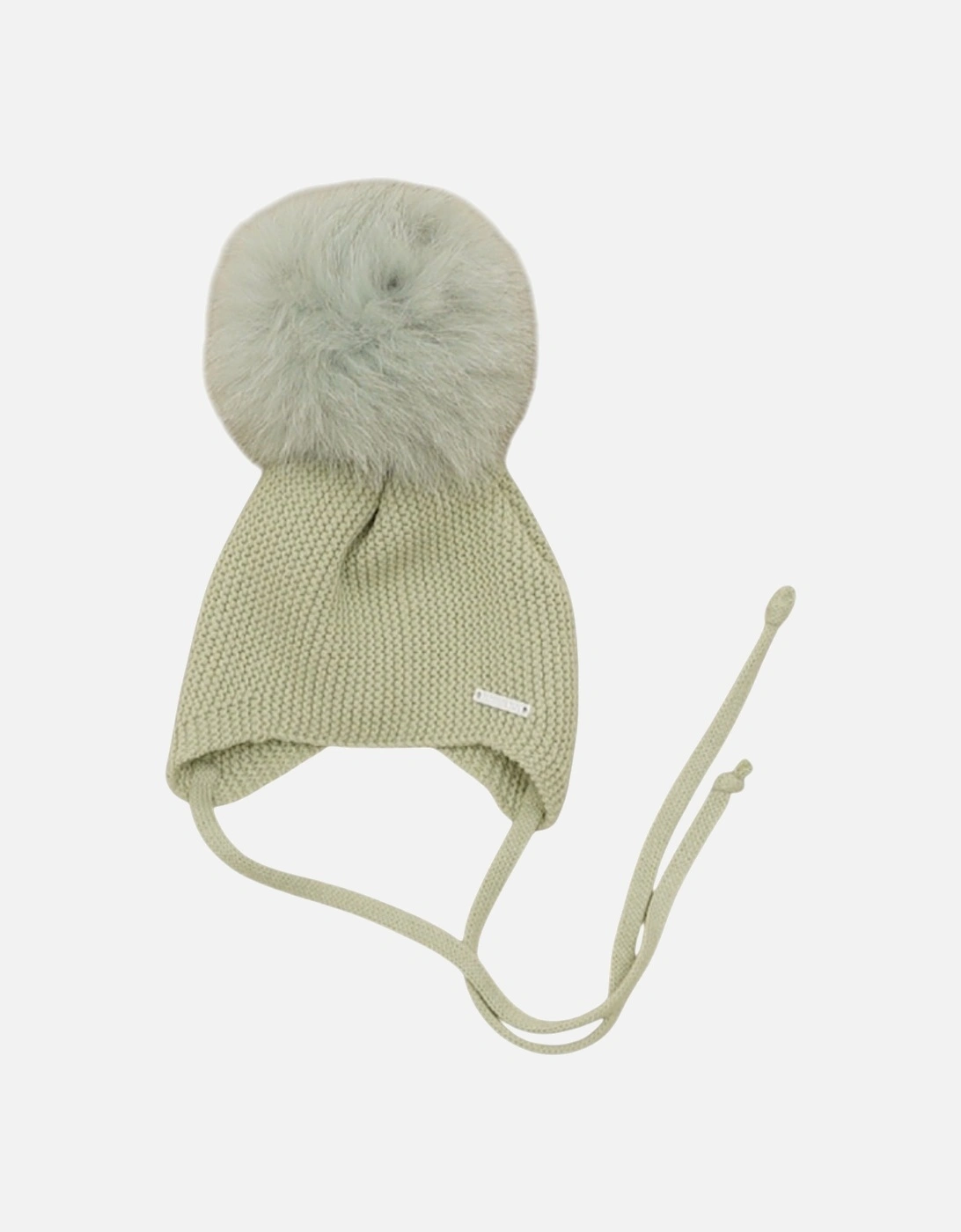 Leaf Green Knit Natural Fur Tie Hat, 2 of 1