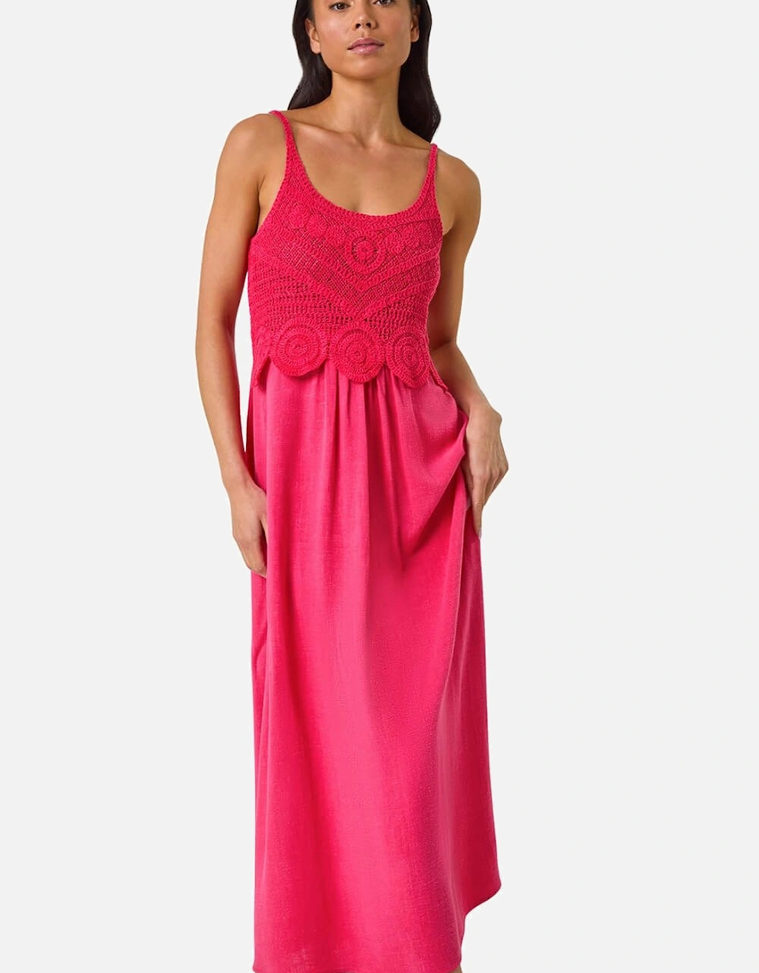 Petite Crochet Contrast Midi Dress, 2 of 1