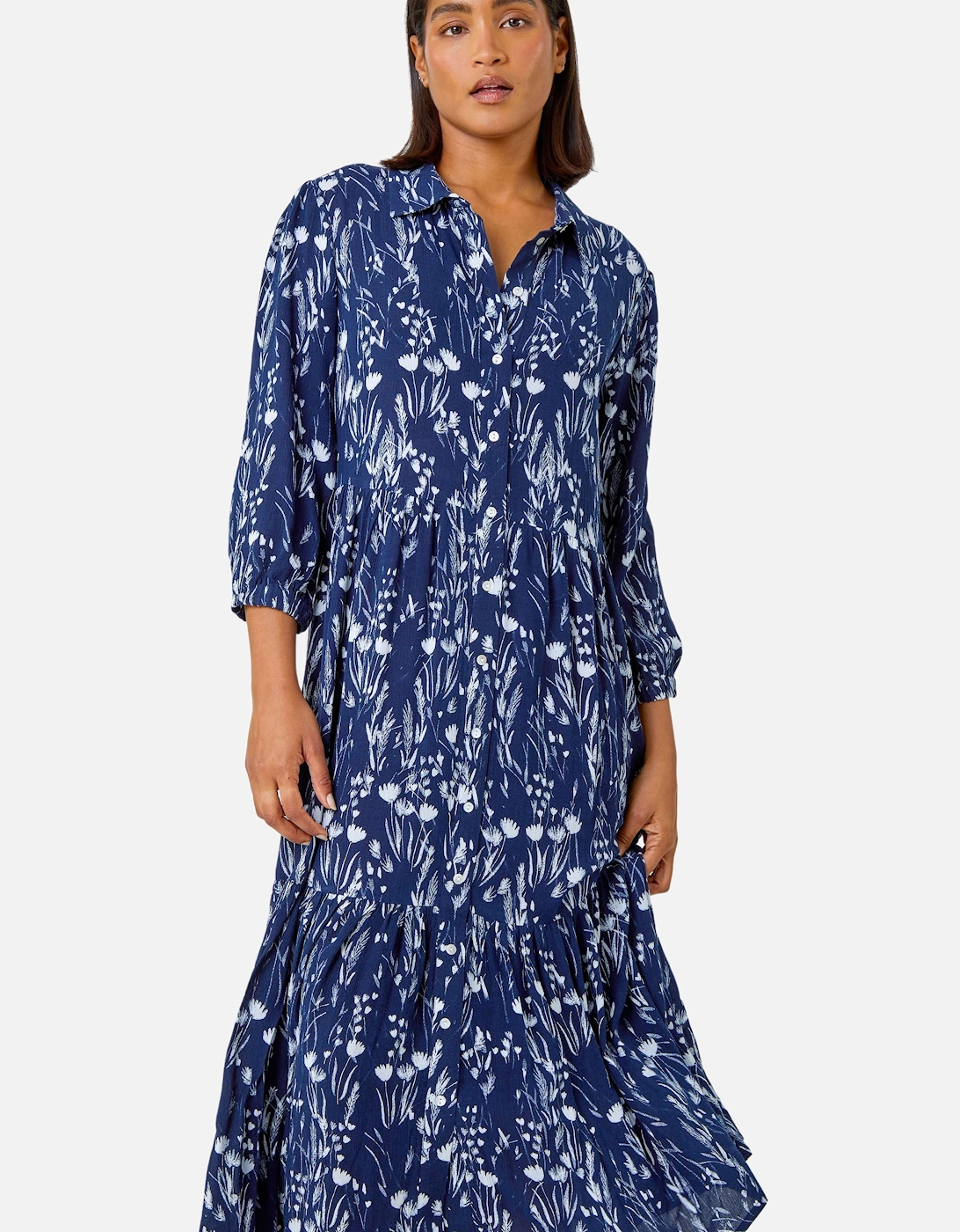 Floral Print Midi Shirt Dress, 2 of 1
