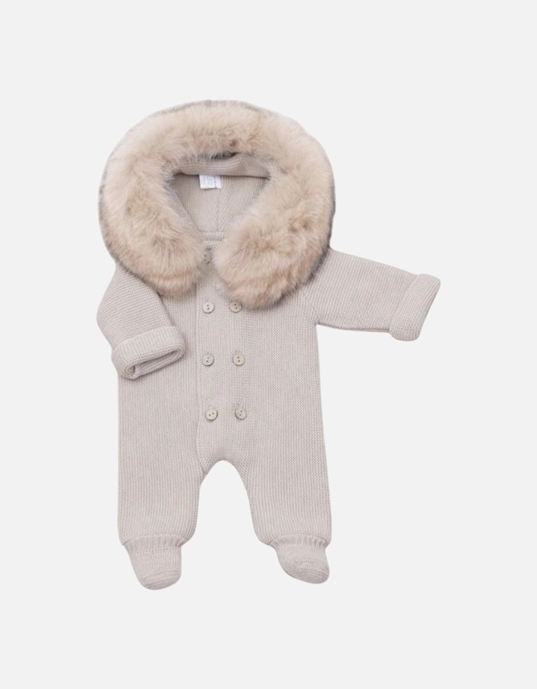 Camel Knit Natural Fur Pramsuit
